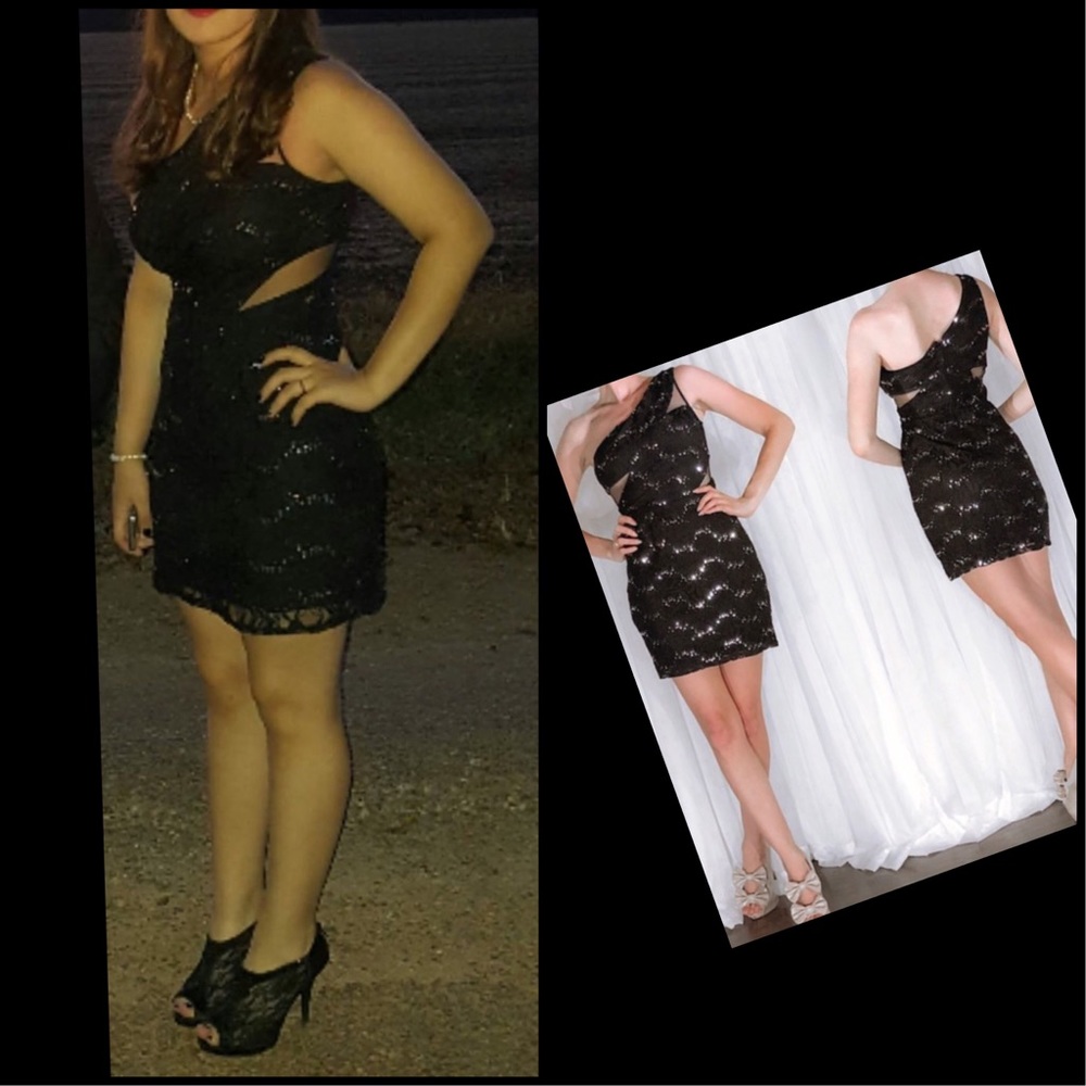 short black with sequins homecoming dress
